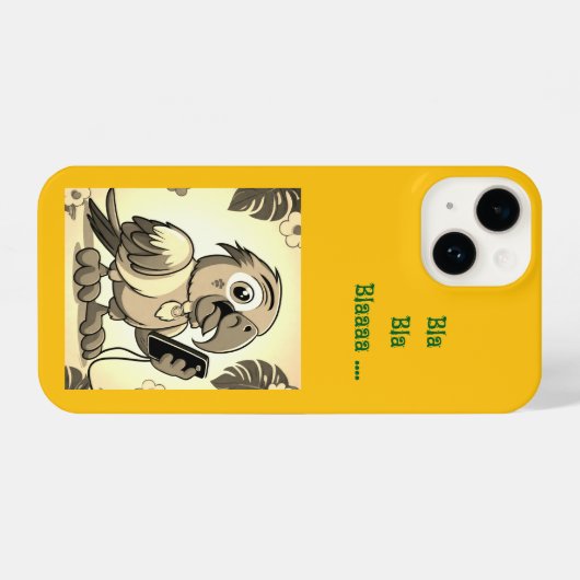 おもしろいオウム。 iPhoneケース (裏面横)