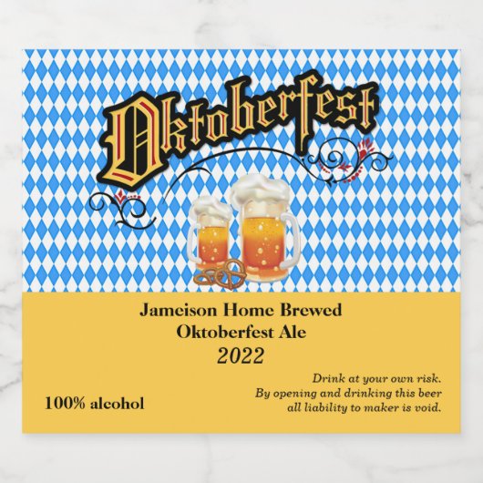 おもしろいオクトーバーフェストホームビールボトルラベル ビールラベル (シングルラベル)
