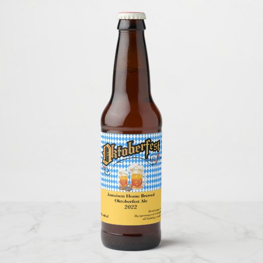おもしろいオクトーバーフェストホームビールボトルラベル ビールラベル (正面)