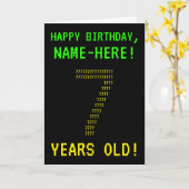 おもしろいオタク系の、ネディ「7歳!」 誕生日カード カード (黄色い花)