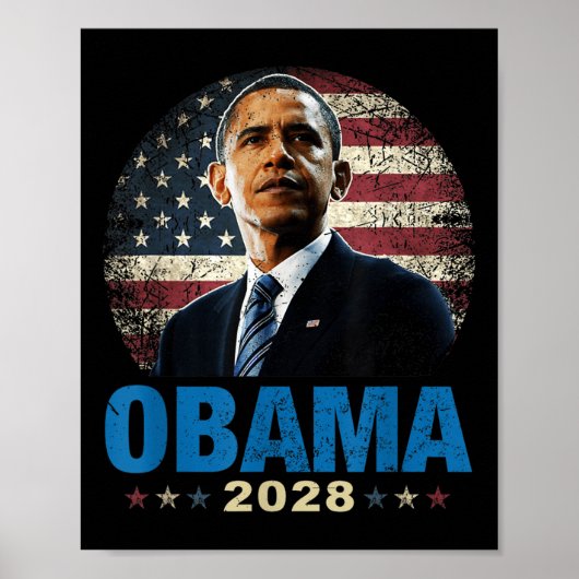 おもしろいオバマ2028年米国国旗 ポスター (正面)