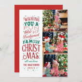 おもしろいオファッションドールドファミリークリスマス3枚写真 シーズンカード (正面/裏面)