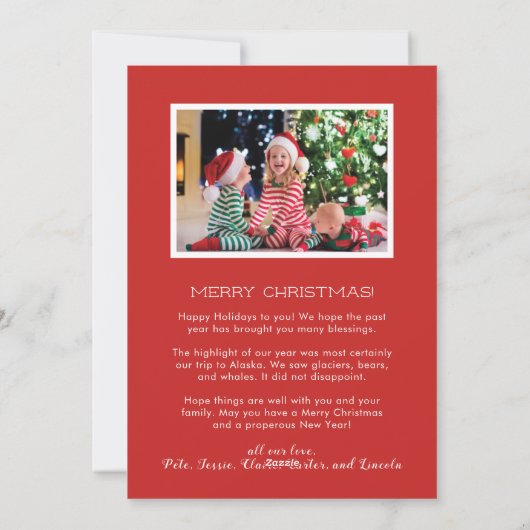 おもしろいオファッションドールドファミリークリスマス3枚写真 シーズンカード (裏面)