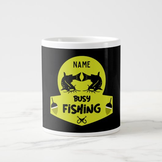 おもしろいオリジナル魚釣り ジャンボコーヒーマグカップ (正面)