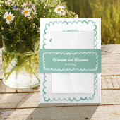 おもしろいオリーブグリーン白手描き名日結婚付 招待状ベリーバンド