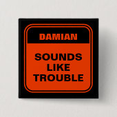 おもしろいオレンジはトラブルだパーソナライズされた 缶バッジ (正面)