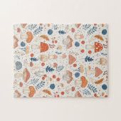 おもしろいオレンジオータムマッシュルームフェアリーガーデンパズル ジグソーパズル (横)