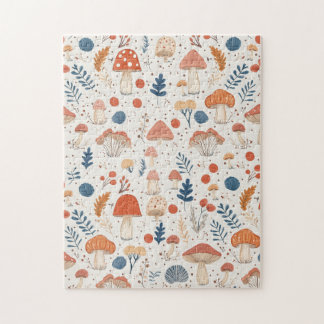 おもしろいオレンジオータムマッシュルームフェアリーガーデンパズル ジグソーパズル