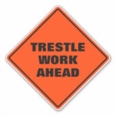 おもしろいオレンジトレッスル前道路標識 シール (正面)