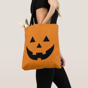 おもしろいオレンジハロウィーンのカボチャのちょうちんパンプキン顔ハロウィン トートバッグ