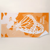 おもしろいオレンジハローゴージャス(昆虫)オオカバマダラ、モナークバタフライ ビーチタオル (正面)