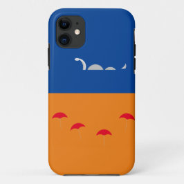 おもしろいオレンジ深いブルーシーセルペントビーチ傘 iPhone 11 ケース