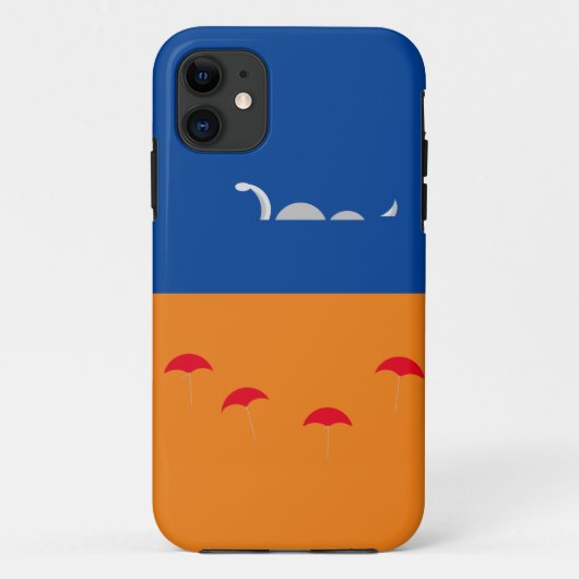 おもしろいオレンジ深いブルーシーセルペントビーチ傘 Case-Mate iPhoneケース (裏面)