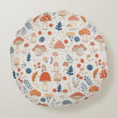 おもしろいオレンジ秋のキノコ妖精の丸い枕 ラウンドクッション (裏面)