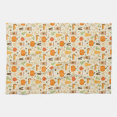 おもしろいオレンジ秋パターン キッチンタオル (横)