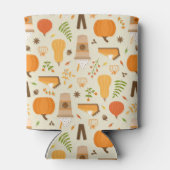 おもしろいオレンジ秋パターン 缶クーラー (裏面)