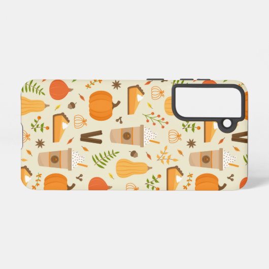 おもしろいオレンジ秋パターン SAMSUNG GALAXYケース (裏面横)