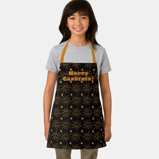 おもしろいオレンジ色の手描きサンパターンカスタム エプロン (インサイチュ)