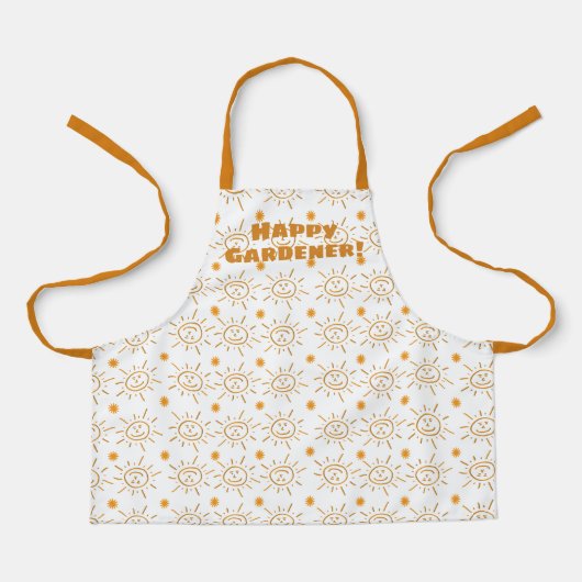 おもしろいオレンジ色の手描きサンパターンカスタム エプロン (正面)