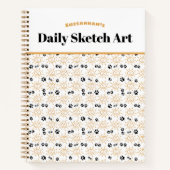 おもしろいオレンジ色の手描きサンポーズパターン ノートブック (正面)