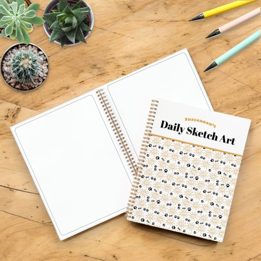 おもしろいオレンジ色の手描きサンポーズパターン ノートブック