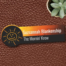 おもしろいオレンジ色の黄色い背景（手で描いた太陽） 名札