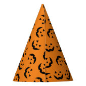 おもしろいオレンジ色の黒いハロウィーンのカボチャのちょうちん模様ハロウィーン パーティーハット (裏面)