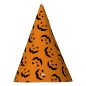 おもしろいオレンジ色の黒いハロウィーンのカボチャのちょうちん模様ハロウィーン パーティーハット (右)