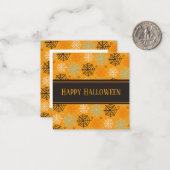 おもしろいオレンジ「ハッピーハローウィン」スパイダーウェブパターン ノートカード (正面/裏面インサイチュ)
