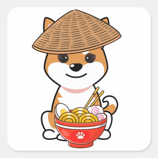 おもしろいオレン食べ物ジ犬は スクエアシール (正面)