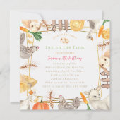 おもしろいオンファーム誕生日招待状 – ペット動物園 招待状 (正面)