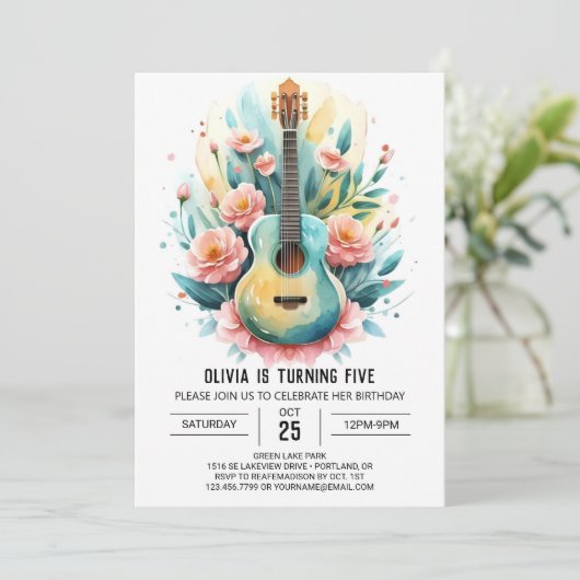 おもしろいオンラインギター誕生日 招待状 (スタンド正面)