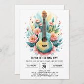 おもしろいオンラインギター誕生日 招待状 (正面/裏面)