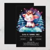 おもしろいオンライン牛誕生日 招待状 (正面/裏面)