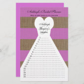 おもしろいオーキッドまたは紫のブライダルシャワーワードゲーム (正面/裏面)