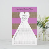 おもしろいオーキッドまたは紫のブライダルシャワーワードゲーム (スタンド正面)