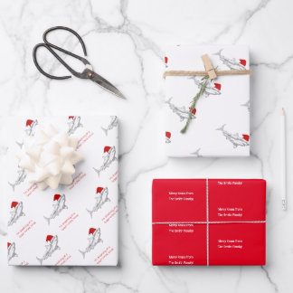 おもしろいオージー・シャーク・クリスマスカード ラッピングペーパーシート