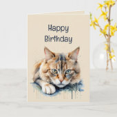 おもしろいオーバーザヒル誕生日グラチーキャットアニマルアート カード (黄色い花)