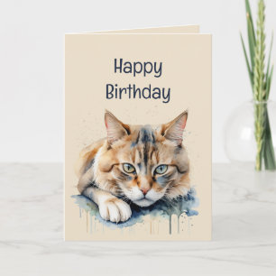 おもしろいオーバーザヒル誕生日グラチーキャットアニマルアート カード