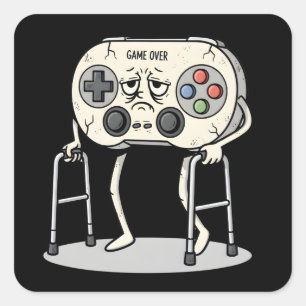 おもしろいオールドゲーマーゲームレトロ80年代90年代ビデオゲーム スクエアシール