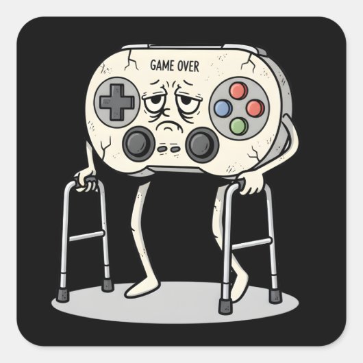 おもしろいオールドゲーマーゲームレトロ80年代90年代ビデオゲーム スクエアシール (正面)