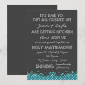 おもしろいオールドスクールシャルボードカントリーウェディング 招待状 (正面/裏面)