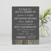 おもしろいオールドスクールシャルボードカントリーウェディング 招待状 (スタンド正面)