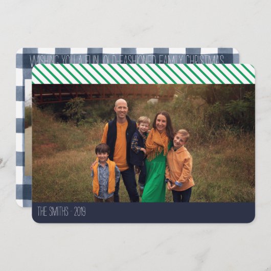おもしろいオールファッションドドファミリークリスマス写真コラージュ シーズンカード (正面/裏面)