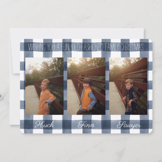 おもしろいオールファッションドドファミリークリスマス写真コラージュ シーズンカード (裏面)