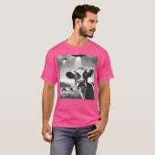 おもしろいカウセルフィーUfoエイリアンユーモアヴィンテージプリントアート Tシャツ (正面フル)