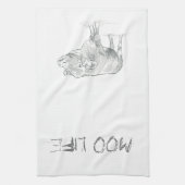 おもしろいカウブラック及びホワイトスケッチ |生モー活 キッチンタオル (縦)