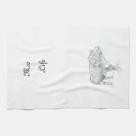 おもしろいカウブラック&ホワイトスケッチ |生モー活 キッチンタオル