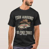 おもしろいカウボーイの釣りデザイン 虹鱒を釣り上げろ Tシャツ (正面)