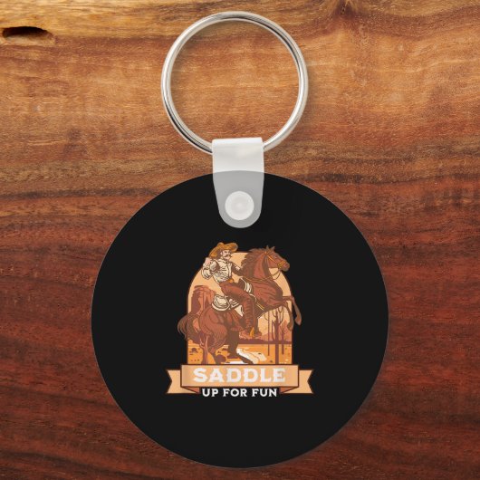 おもしろいカウボーイウェスタン乗馬ユーモアのためのサドル キーホルダー (正面)